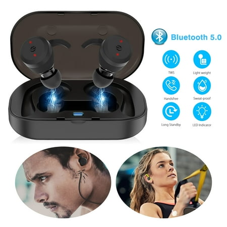 Usb Microphone Wireless Headset TSV V4.0 Bluetooth Headset, Wireless Earbud Headset with Microphone, 6-Hrs Playing Time Cell Phone Bluetooth Earpiece, Car Bluetooth Headphones for iPhone Samsung Android ()