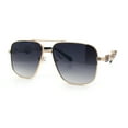 thumbnail image 4 of Mens Mogul Mobster Rectangle Metal Rim Double Bridge Luxury Sunglasses Gold - Smoke, 4 of 8