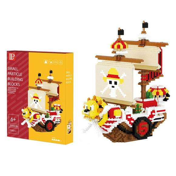 One Piece Barco Pirata bloques de construcción Anime Thousand Sunny Going Merry Luffy Shanks Boa Mini Bricks figura de juguete para niños