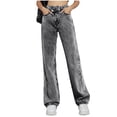 thumbnail image 2 of Tsivenald Womens Jeans High Waist Acid Wash Denim Wide Leg Five Pocket Button Fly Loose Casual Denim Pants, 2 of 7