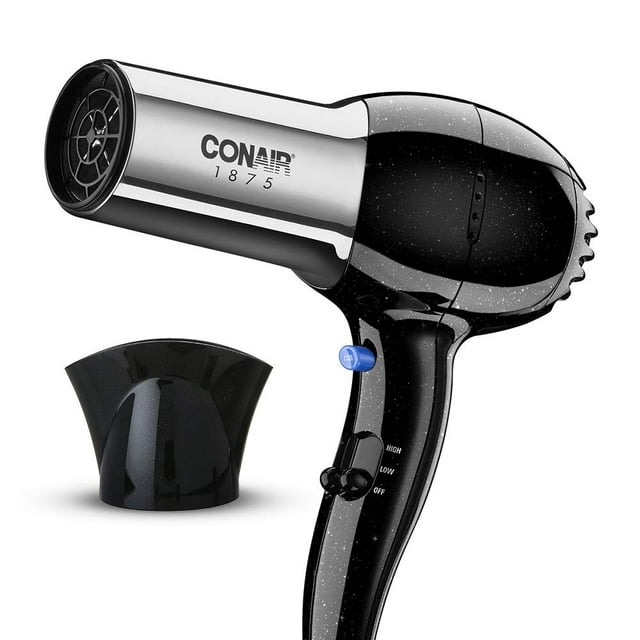 Secador de pelo Conair 1875 Watt Full Size Pro con Acondicionamiento Iónico, Negro/Chrome Conair NA