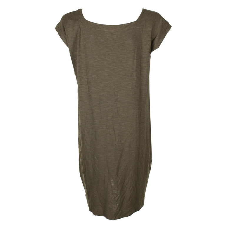Eileen Fisher Olive Square Neck Shift Dress XS