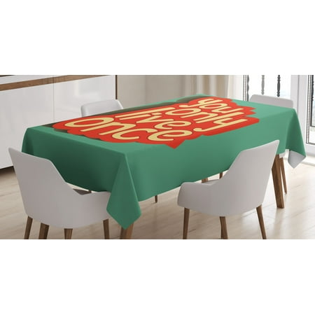 

YOLO Tablecloth Retro Inspirational Quote You Only Live Once Lettering Green Backdrop Rectangular Table Cover for Dining Room Kitchen 60 X 84 Inches Orange Pale Yellow Seafoam by Ambesonne