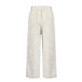 thumbnail image 5 of Striped Linen Pants Women Summer Elastic Waist Straight Leg Cropped Pants Casual Boho Beach Trousers, M, 5 of 9