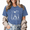 Blue-1, variant on Women's Mystical Celestial Graphic Tee Vintage Washed Short Sleeve Top