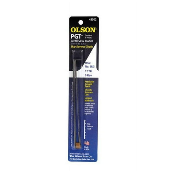 Olson Scroll Saw Blades PGT Universal No. 5 RG 5 in. 12 TPI 6/Card
