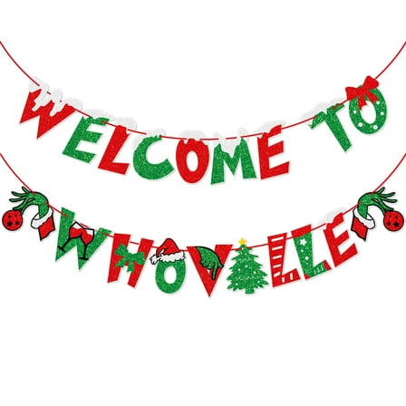 Christmas Banner, Christmas Decorations, Pre-strung Merry Christmas Decorations for Fireplace Mantle Home