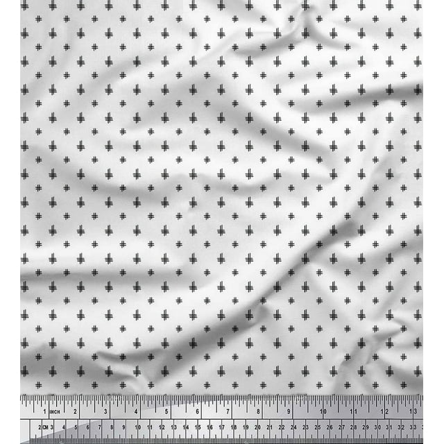 Soimoi Crepe Silk Fabric Hash Sign Geometric Print Fabric by Yard 42 Inch Wide