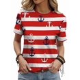 thumbnail image 3 of Gynyvoja Women'S Striped T-Shirts Short Sleeved Shirts Classic Fit Casual Pullover Tops Red XL, 3 of 8
