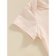 thumbnail image 2 of FEORJGP Toddler Baby Girl Summer Set 3M 6M 1T 2T Infant Short Sleeve Jumpsuit Round Neck Romper Smile Print Bodysuit + Elastic Waist Flare Pants + 3D Bow Headband Newborn Cute Casual 3 Piece Outfit, 2 of 9