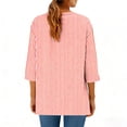 thumbnail image 6 of Women's Casual Loose Fit 3/4 Sleeve Button Up Top Shirts Blouses Plaid Flannel Round Neck V-Neck Solid Color Soft Fabric Business Office Work Vacation Travel Fashion Essential Gift for Women, 6 of 9