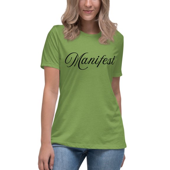 Empowering & Inspirational Women’s Manifest T-Shirt, Women Tshirt Graphic, Women T Shirts Short Sleeve (Leaf, S)