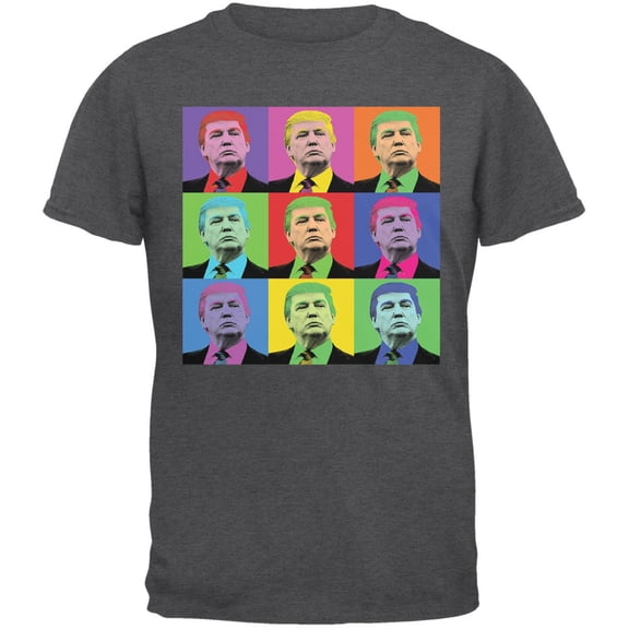 Election 2020 Donald Trump Pop Art Squares Dark Heather Adult T-Shirt - Small