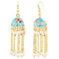 thumbnail image 3 of Efulgenz Indian Jewelry Bollywood Antique Faux Pearl Drop Floral Long Chain Tassel Jhumka Jhumki Hook Dangle Earrings Set, 3 of 4