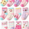 thumbnail image 4 of CAUYDY Little Kids Girls Cute Socks 12PC Set 3T 4T 5T Toddler Spring Summer Fall Winter Grip Crew Socks Sizes 3-5 Years, 4 of 4