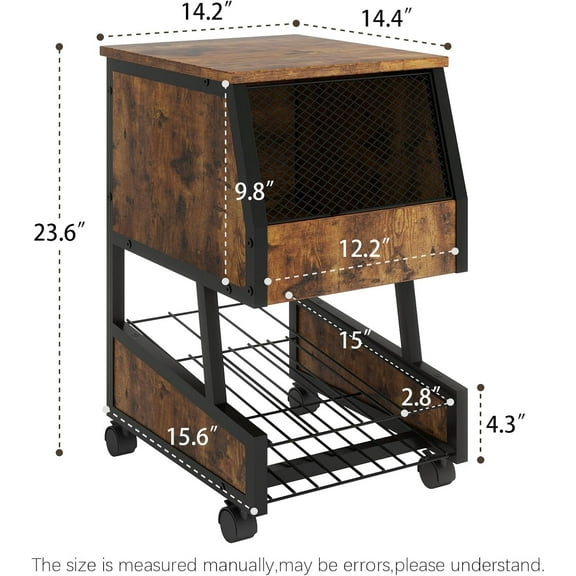 Compact Refrigerator Stand with Beverage Storage, Wheels & Semi-Enclosed Space for Dorm, Home, Office