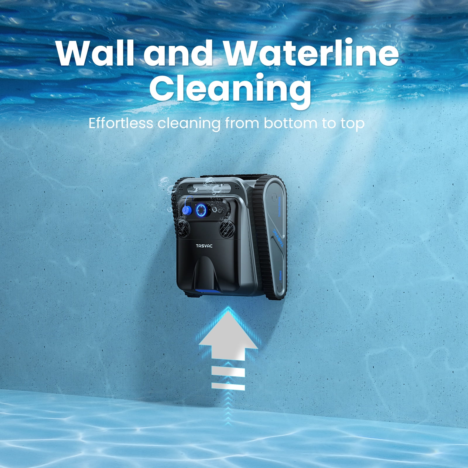 TASVAC Cordless Robotic Pool Cleaner, Wall Climbing Pool Vacuum for Inground Pools, Lasts up to 250 Mins, Ideal for Flat Above/In-Ground Pool up to 80 Feet/2000 Sq.Ft