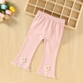 thumbnail image 2 of CPNG Toddler Baby Girls Flare Pants Flower Decoration Elastic Waist Bell Bottom Stretchy Slim Fit Leggings Fashion Streetwear(Pink,2-3 Years), 2 of 8