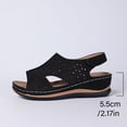 thumbnail image 5 of Sandals for Women Peep Toe Splice Hollow out Low Wedge Platform Slingback Ankle Strap Slip on Summer Orthopedic Shoes Black Size 7, 5 of 8