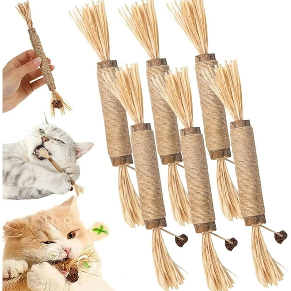Natural Silvervine Dental Sticks, Natural Silvervine Dental Sticks, Interactive Kitten Chew Playthings, Cat Chew Stick, Cat Toys for Indoor Cats& Kittens (6Pcs)