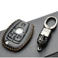 thumbnail image 4 of Vitodeco Leather Keyless Entry Remote Control Smart Key Case Cover with a Key Chain Compatible for Mercedes Benz (Black), 4 of 5