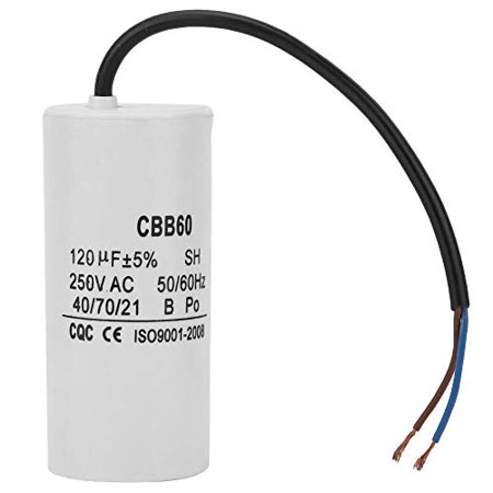 CBB60 Run Capacitor 250V AC 120uF 50/60Hz with Wire Run Round Capacitor for Motor Air Compressor, Air Conditioners, Compressors and Motors