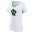thumbnail image 2 of Women's White Milwaukee Bucks Alternate Logo V-Neck T-Shirt, 2 of 3