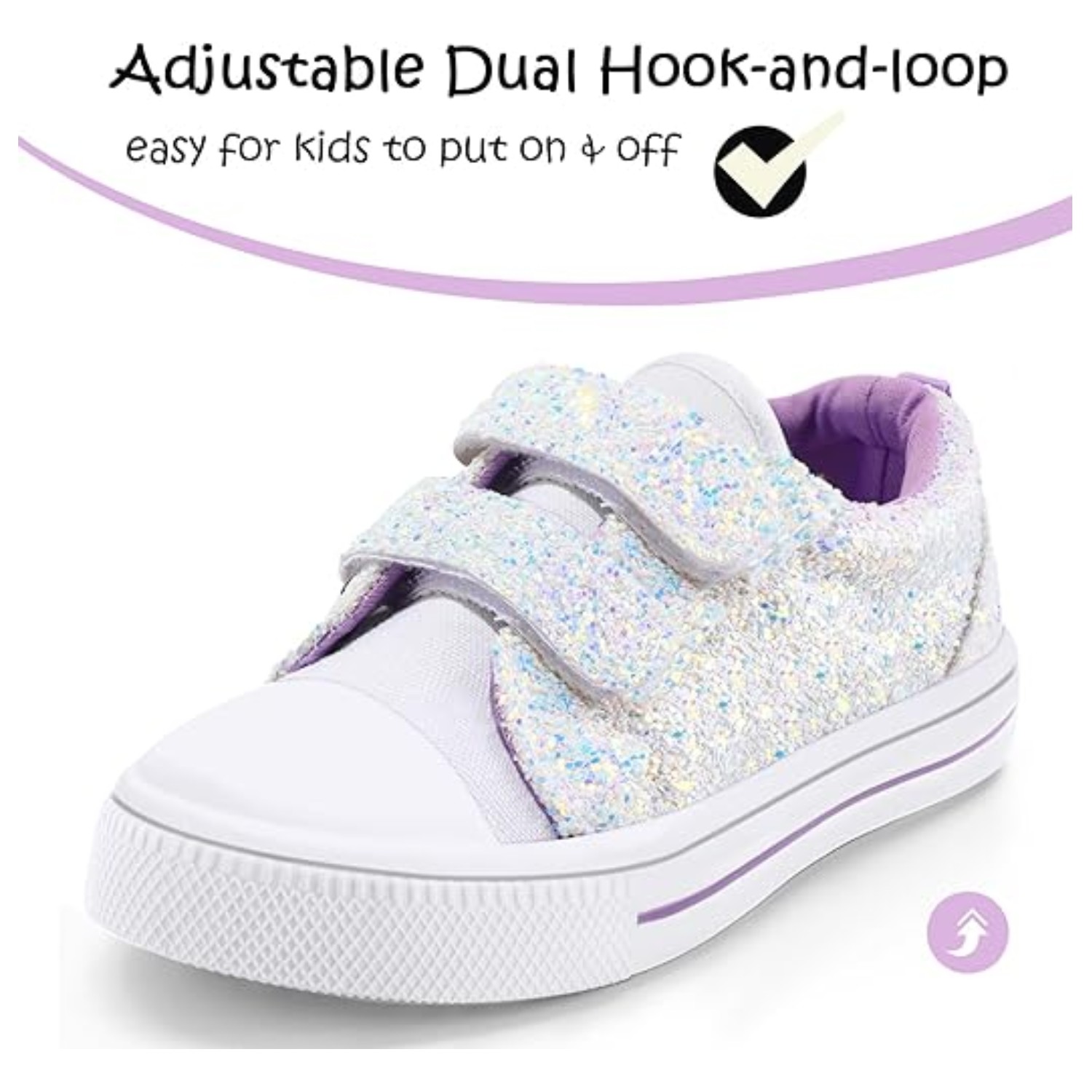 Bocca Kids Walking Sneakers, White Glitter Canvas photo 7