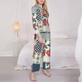 thumbnail image 3 of Goofa Patchwork In Country Style Printed Women’s 2 Piece Pajama Set Super,Pajamas Women's Long Sleeve Sleepwear Soft Button Down Loungewear Pjs Lounge Set Nightwear-X-Large, 3 of 9