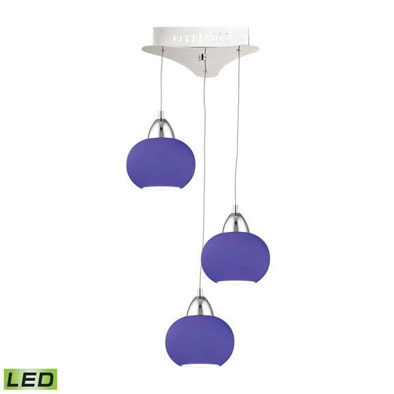 LCA403-7-15-Elk Home-Ciotola - 1 Inch 15W 3 LED Pendant-Chrome Finish-Blue Glass Color