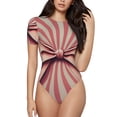 thumbnail image 1 of Saiise Combinaison Rétro à Motif Nœud pour Femmes à Manches Courtes Col Rond Pyjama Justaucorps Extensible avec Fermeture à Pression-TTTG, 1 of 7
