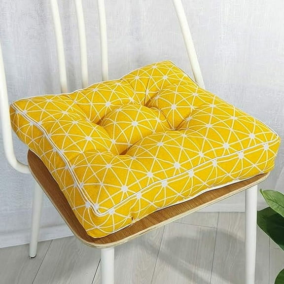 Zhuge Bohemian Soft Patio Chair Pads Indoor Office Home Kitchen Square Dining Chair Cushion Pillow Yellow 18"x18"x4"