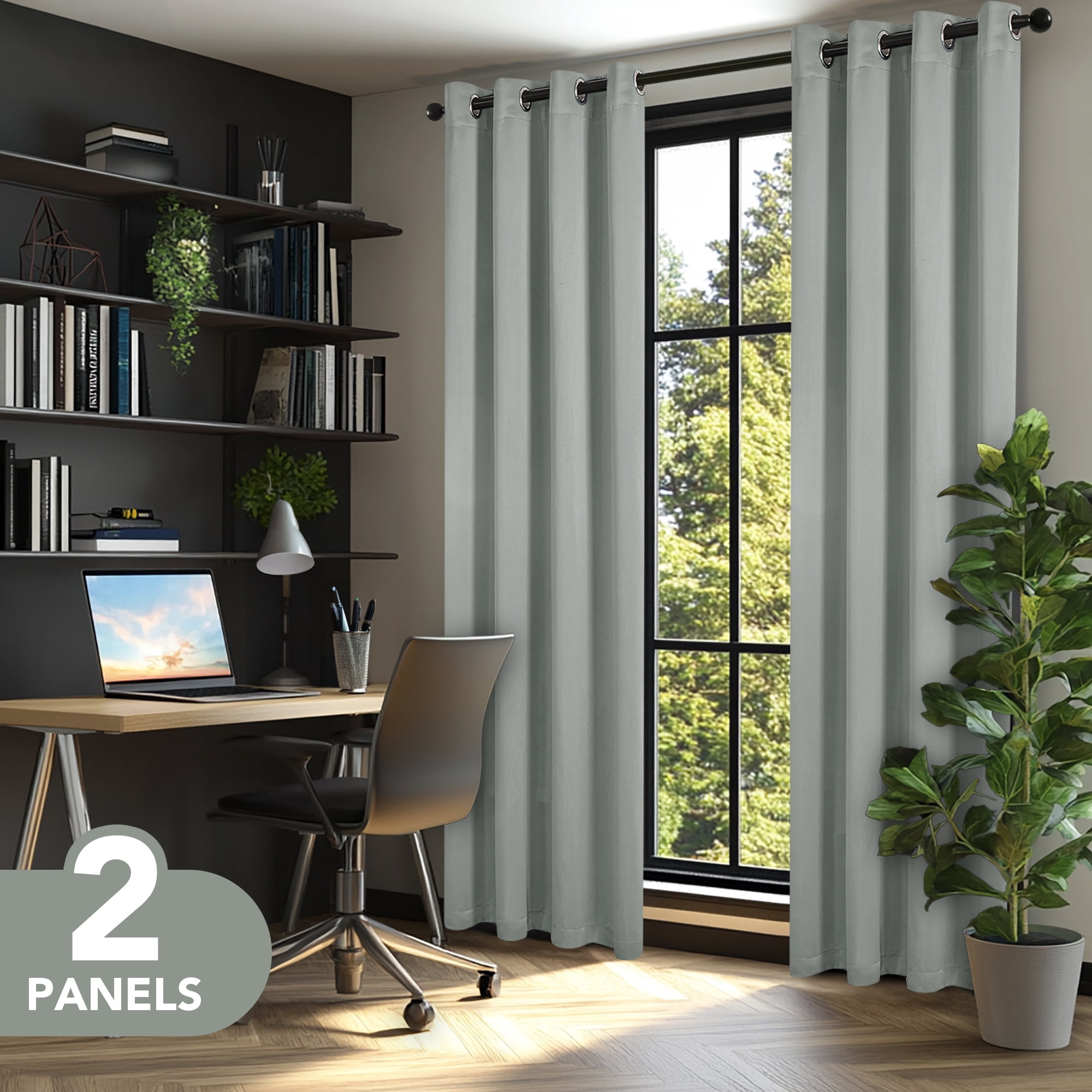 Deconovo 100% Blackout Curtains for Bedroom, Thermal Insulated, 2 Panels, 52"x72", Light Gray