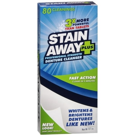Stain Away Plus Professional Strength Denture Cleanser, 80 count, 8.1 oz