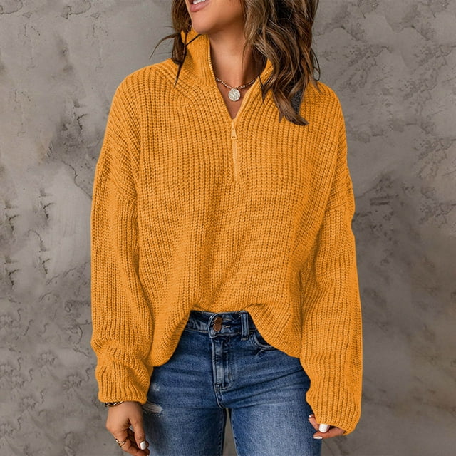 Qertyioot Chandails à Col en V pour Femmes Automne Mode Décontractée Manches Froncées Blouse Hauts