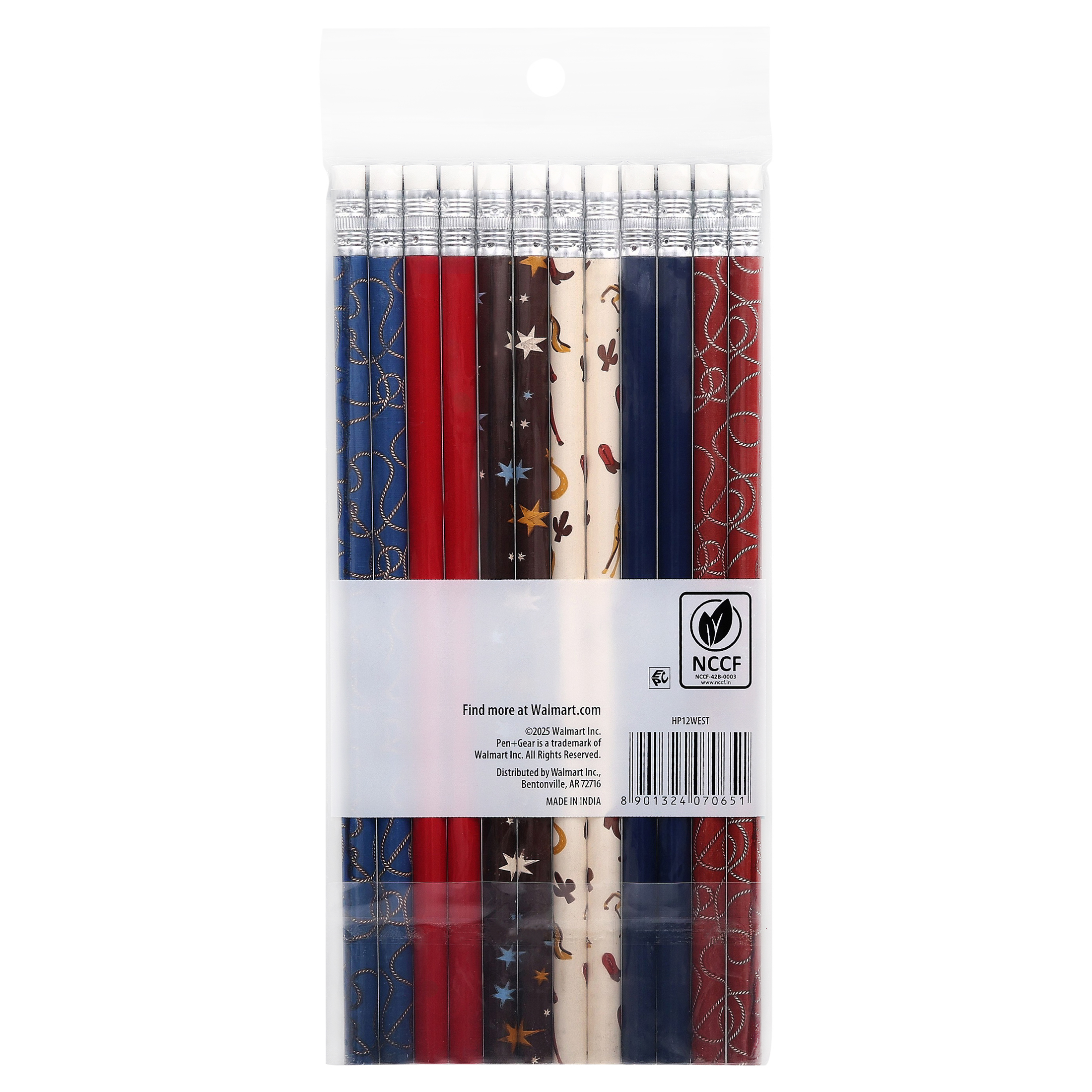 Lápices Pen+Gear de madera sin afilar, impresión occidental, #2 HB, multicolor, 12 piezas 6