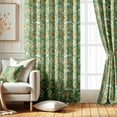 thumbnail image 2 of Vargottam Room Darkening Curtains - Feather Pattern, Set of 2 Panels, 52" x 96" - Grommet-Top Blackout Window/Door Drapes for Bedroom, Nursery & Living Room - Green, 2 of 9