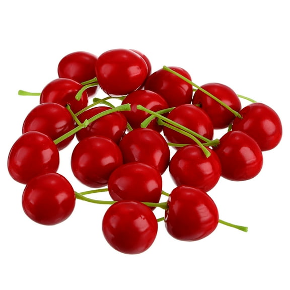 20pcs Artificial Cherries Fake Fruit Model Home Kitchen Party Decoration Photography Prop Red