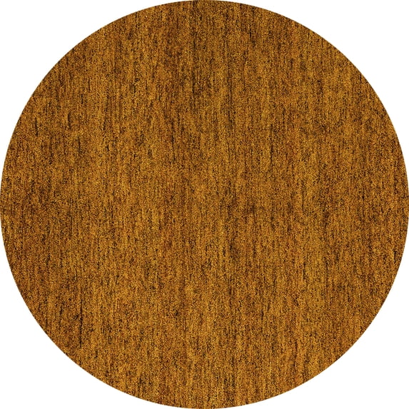 Ahgly Company Machine Washable Indoor Round Abstract Yellow Modern Area Rugs, 6' Round