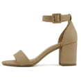 thumbnail image 2 of Cityclassified Shoes Women Low Chunky Block Heel Sandals Open Toe Ankle Strap CAKE-S Camel Natural Nubuck Suede 6, 2 of 5