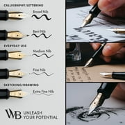 Wordsworth & Black Fountain Pen, Extra Fine Point Ink Pens, Black Gold - Refillable, Calligraphy