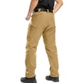 thumbnail image 4 of Domuza Cargo Pants for Men Thermal Fleece Lined Work Pants Outdoor Snow Ski Insulated Hiking Trousers Khaki L, 4 of 7