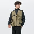 thumbnail image 3 of Youthup Men's Multi-Pocket Fleece Vest with Gear Loops - Zip Front V-Neck Sleeveless Jacket for All-Season Outdoor Activities, 3 of 10
