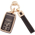 thumbnail image 1 of Car Key Fob Cover for ACU-ra CDX RDX RLX TLX TLX-L ILX NSX 4 Buttons TPU Soft Smart Car Key Shell Case Key Protector with Bling Leather Keychain,1,Black, 1 of 6