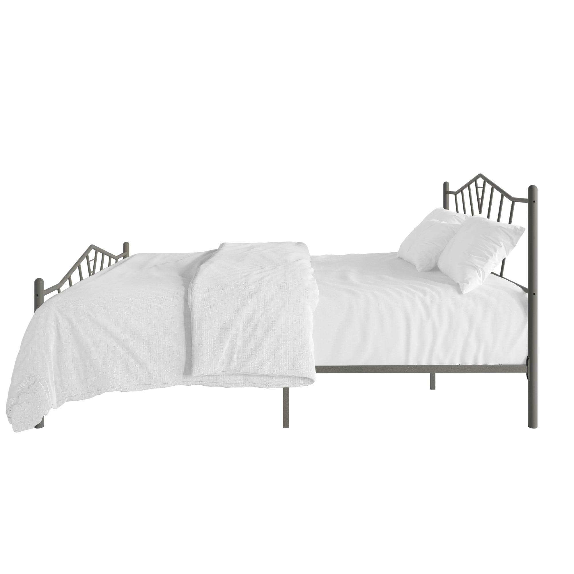 Home Design Valdosta Full Metal Platform Bed, No Box Spring Required, Modern Design, Easy Assembly, Sliver Gray
