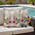 thumbnail image 4 of Grey Plaid Easter Outdoor Waterproof Pillow Covers, Checkered Spring Floral Rustic Decorative Square Throw Pillowcase Sofa Cushion Sham for Patio/Couch/Chair, 26"x26" 2 Pack, 4 of 8