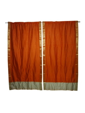 Mogul 2 Indian Sari Curtain Drape Panel Window Treatment Brocade Border Bedroom Living Room Dining Room Kids Yoga Studio Décor 84 inch