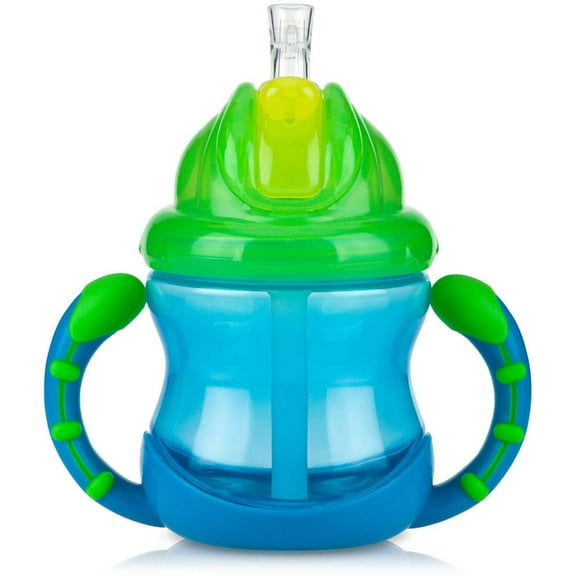 Nuby Flip N' Sip Straw Cup 8oz, Blue with Green