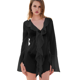 thumbnail image 2 of Blusa de Holgada de Larga con Volantes y Transparente para Mujer Negro L, 2 of 6