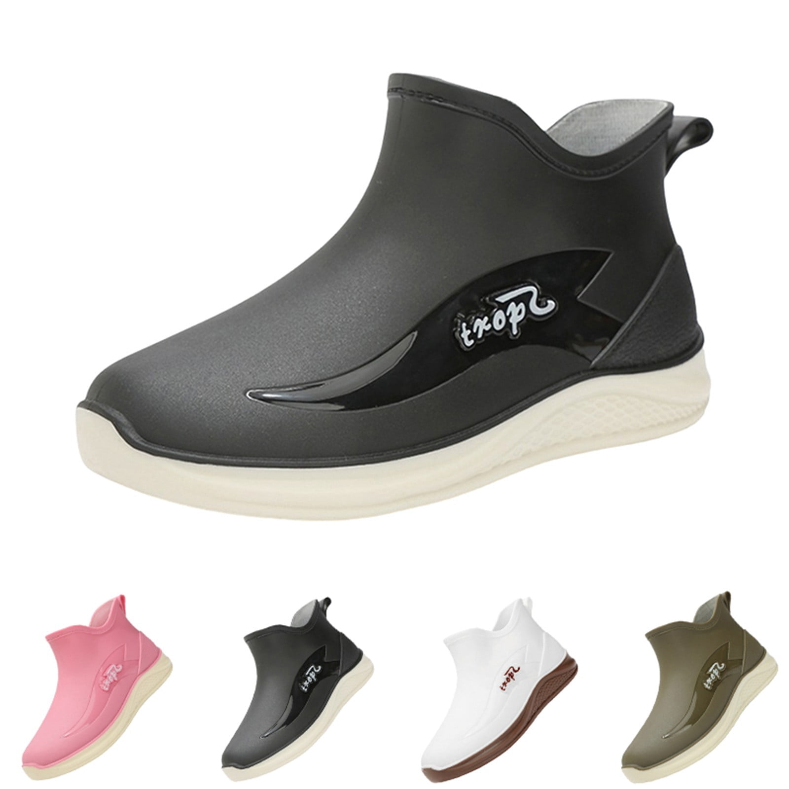 XIMIN Women Rain Boots Ankle Rain Shoes Anti-Slipping Waterproof Rainboots with Comfortable Lightweight Garden Rubber Rain Boot Outdoor Work Shoes Fishing Deck Boots